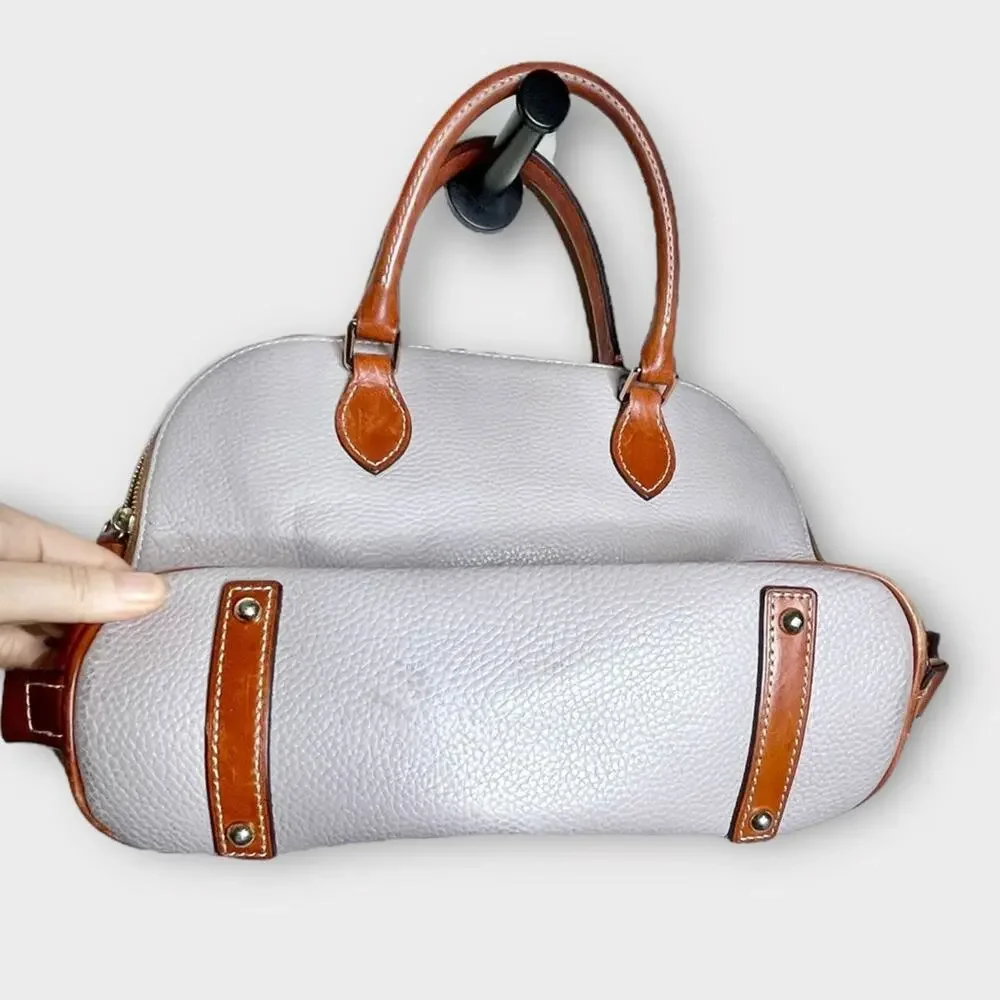 DOONEY & BOURKE Pebbled Grain Leather Zip Satchel Gray Brown Handbag Purse
